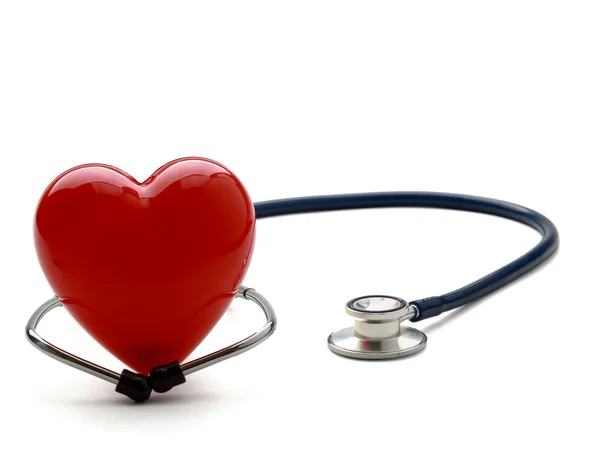 Ett hjärta med ett stetoskop — Stockfoto