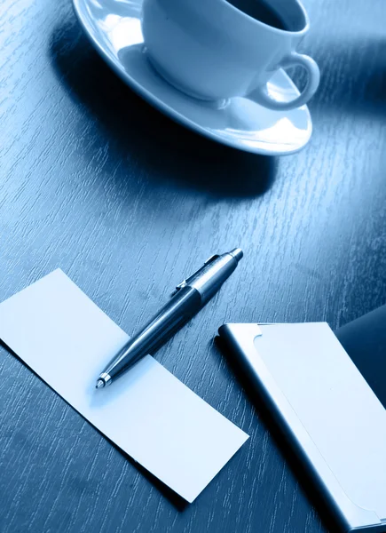 Coffee and business card — Stock Photo, Image