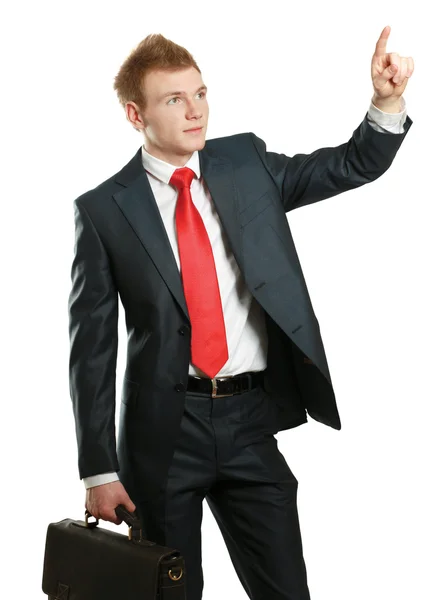 A young man pointing something — Stock Photo, Image