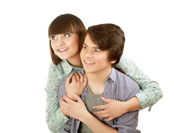 Retrato de joven feliz pareja sonriente —  Fotos de Stock