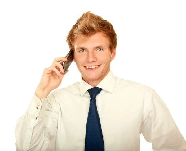 Bonito homem de negócios a ligar para o telemóvel — Fotografia de Stock