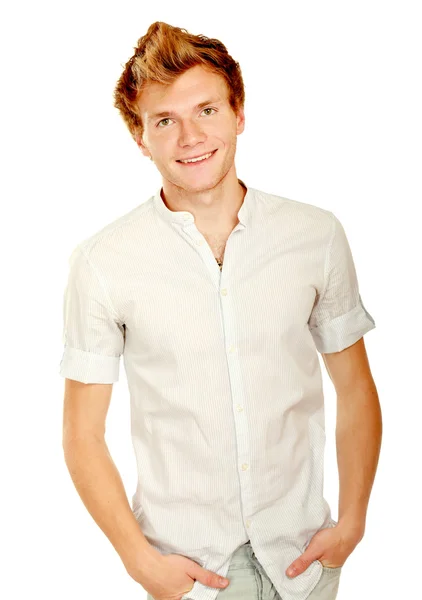 Portrét šťastný neformální mladý muž stojící — Stock fotografie