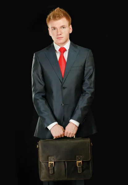 Portrait of successful business man with bag — Stock Photo, Image