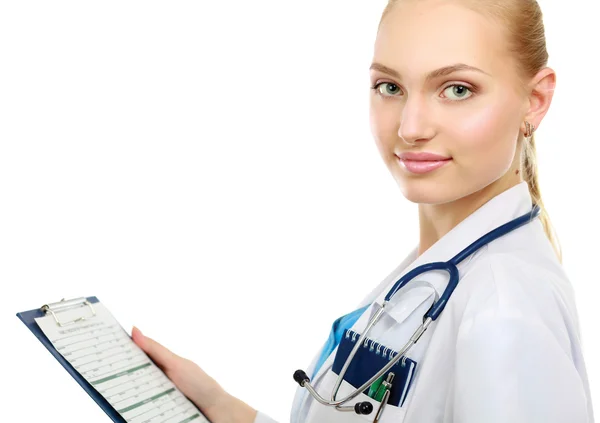 Kobieta lekarz z folderem — Zdjęcie stockowe