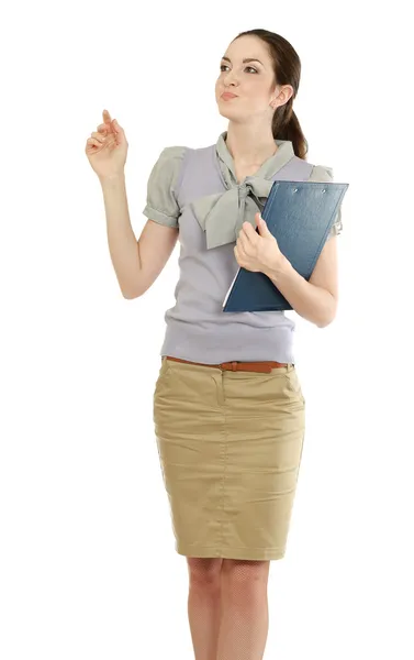 Portrait of the business woman with folder — Stock Photo, Image