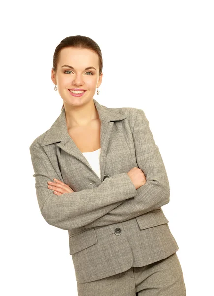 A beautiful woman standing with her arms crossed — Stock Photo, Image