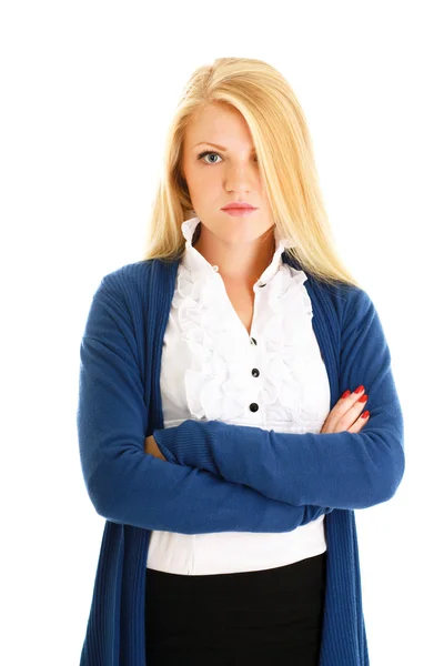 A beautiful woman standing with her arms crossed — Stock Photo, Image