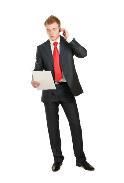 Handsome businessman calling on mobile phone — Stock Photo, Image