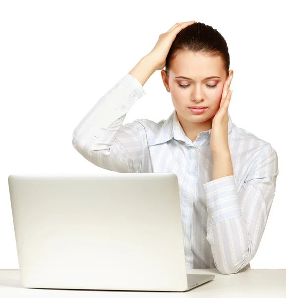 Business woman having a headache — Stock Photo, Image