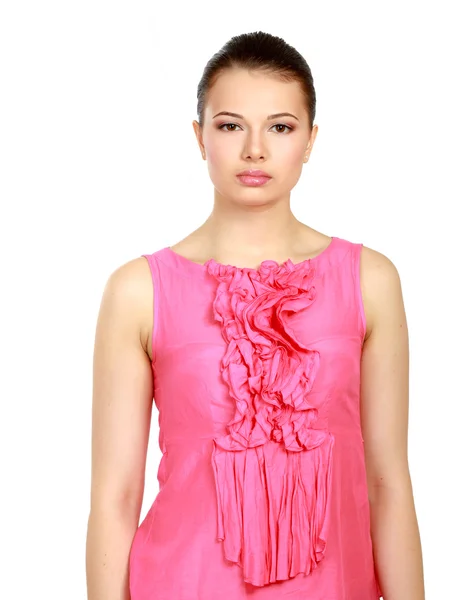 Жінка одягнена в рожеву блузку — стокове фото