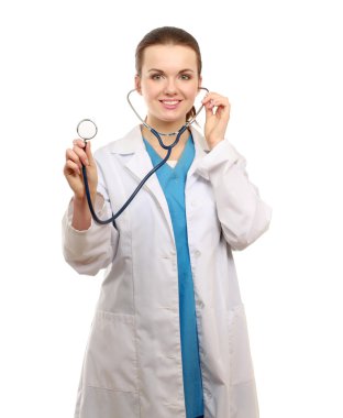 bir doktor ile bir steteskop dinleme