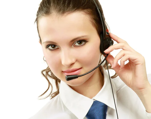 Beautiful business woman with headset — Stock Photo, Image