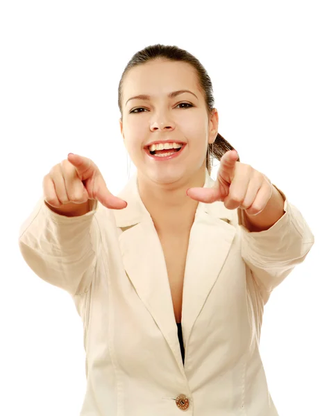 Businesswoman pointing at you — Stock Photo, Image