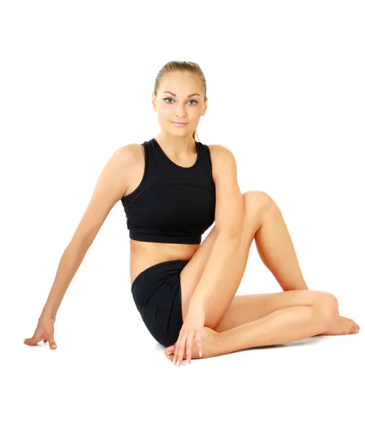Mujer ejercicio yoga pose — Zdjęcie stockowe