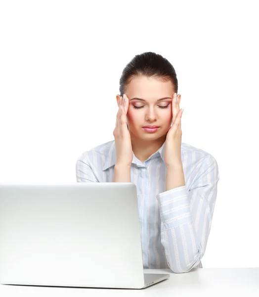 Business woman having a headache — Stock Photo, Image
