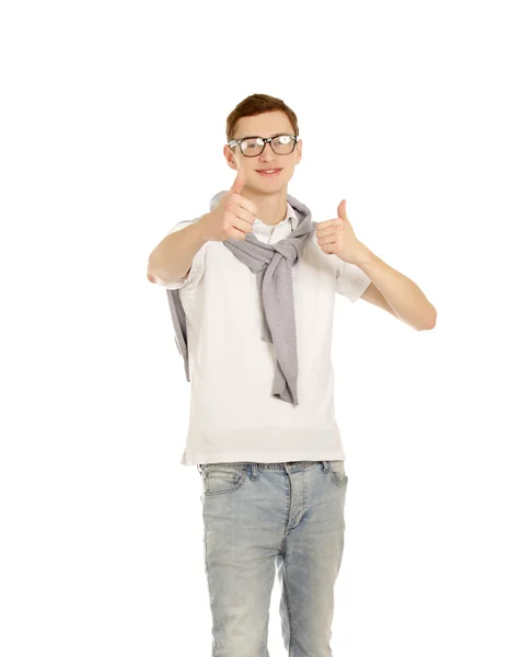 Young handsome guy showing ok — Stock Photo, Image