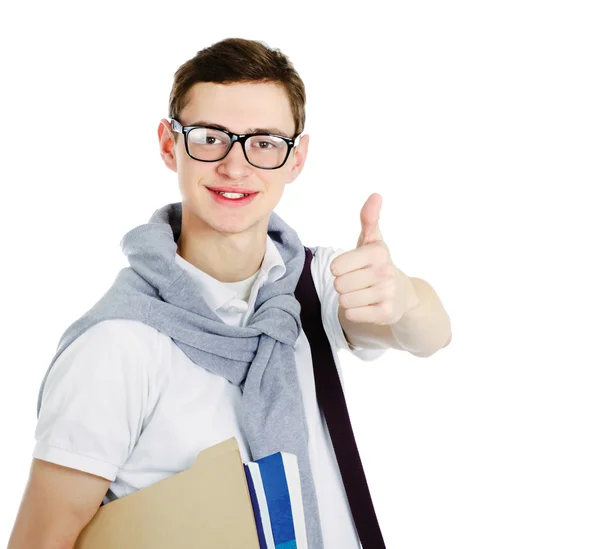 Retrato de un universitario con libros — Foto de Stock