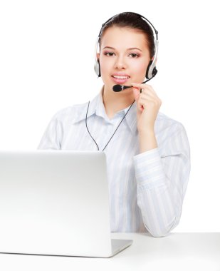 gülümseyen genç müşteri hizmeti kız