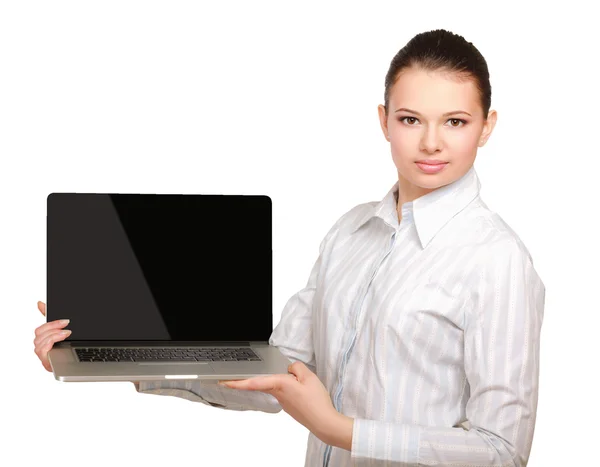 Mooie vrouw met laptop — Stockfoto