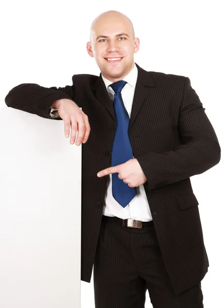 Business man with an empty blank — Stock Photo, Image