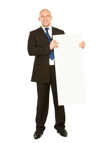 A business man with an empty blank — Stock Photo, Image