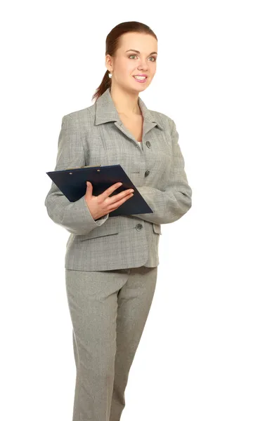 Portrait of the business woman with folder — Stock Photo, Image