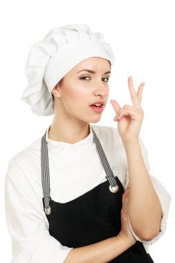 Şef kadın beyaz üniformalı