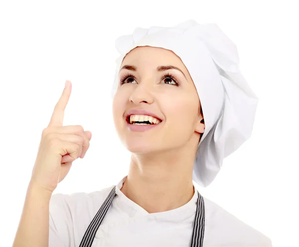 穿白色制服的厨师女人 — 图库照片