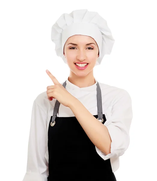 Chef donna in uniforme bianca — Foto Stock