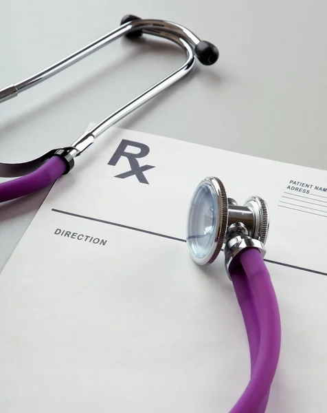Stethoscope on a rx prescription — Stock Photo, Image