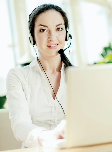 Beautiful woman with headset — Stock Photo, Image