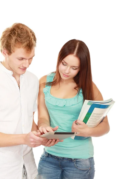 College friends with a plane-table — Stock Photo, Image