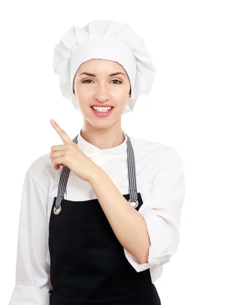 Chef femme en uniforme blanc — Photo