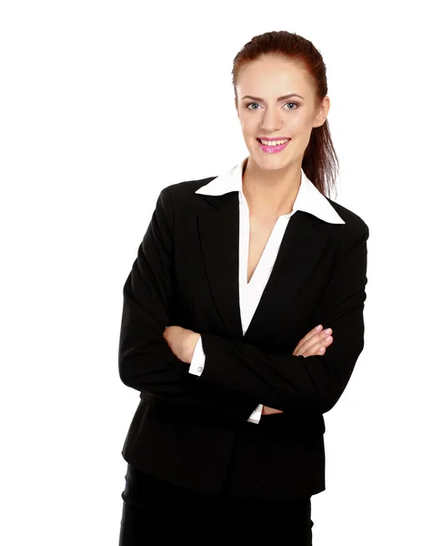 A beautiful woman standing with her arms crossed — Stock Photo, Image