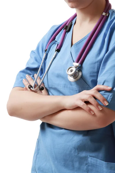En läkare kvinna med stetoskop — Stockfoto