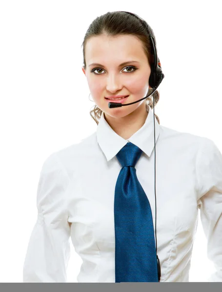 Beautiful business woman with headset. — Stock Photo, Image