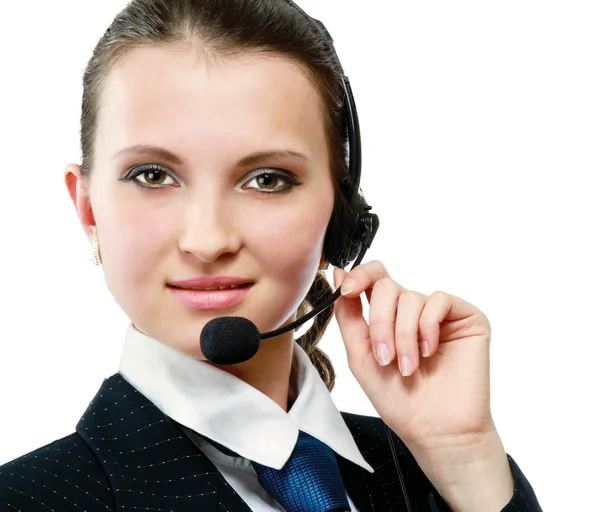 Beautiful business woman with headset. — Stock Photo, Image