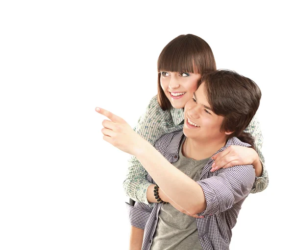 Retrato de jovem feliz casal sorridente — Fotografia de Stock