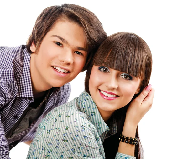 Portrait of young happy smiling couple Stock Photo