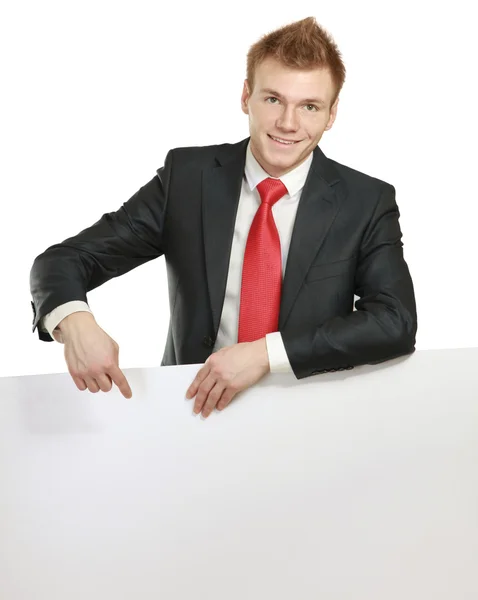 Business man with an empty blank — Stock Photo, Image