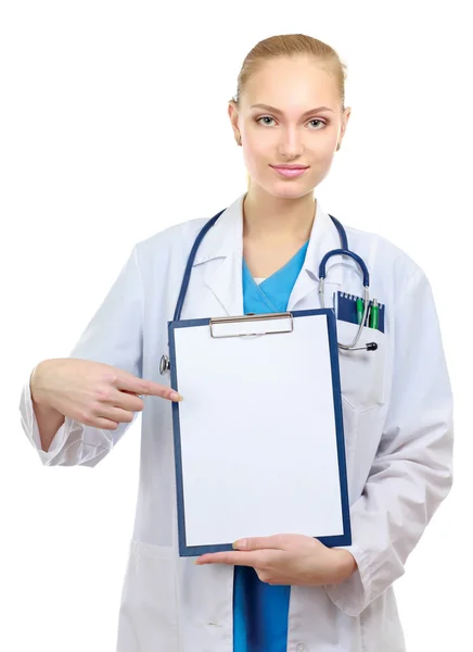 A female doctor with a folder — Stock Photo, Image