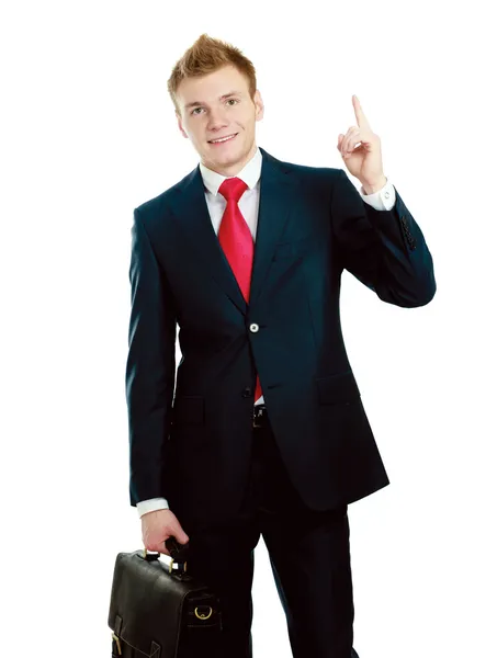 A young man pointing something — Stock Photo, Image