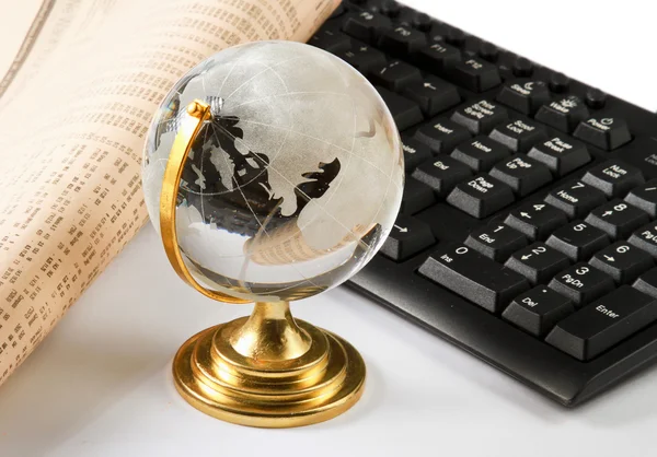 Background with laptop and globe — Stock Photo, Image