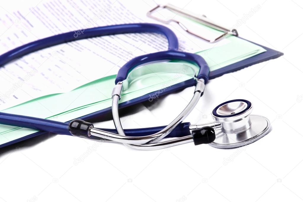 Stethoscope on medical billing statement