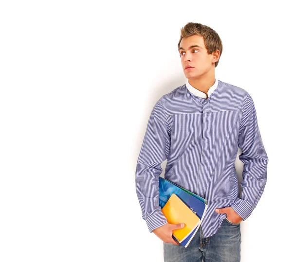 A young college guy with books — Stock Photo, Image