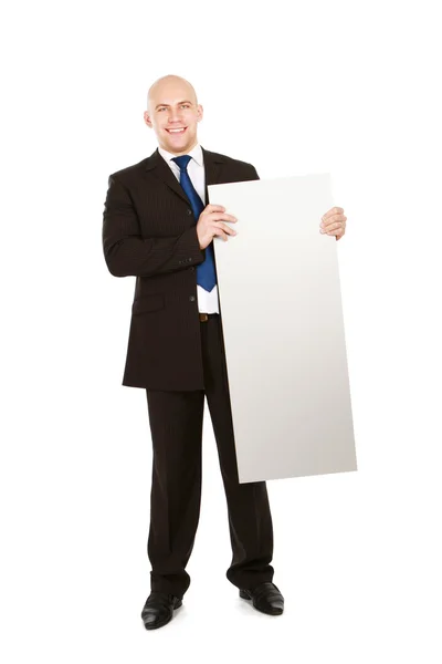Businessman with blank board — Stock Photo, Image