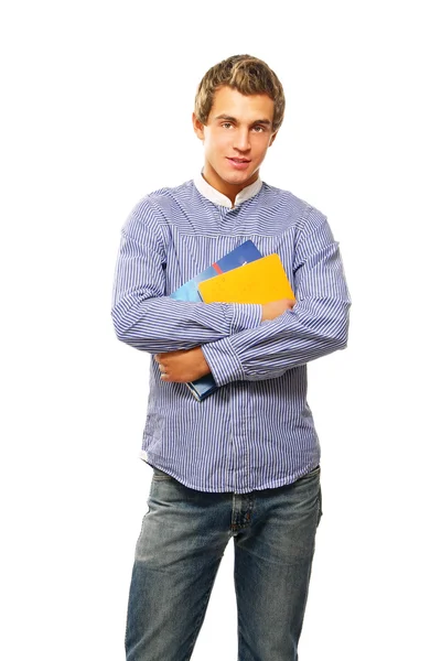 Un joven universitario con libros —  Fotos de Stock