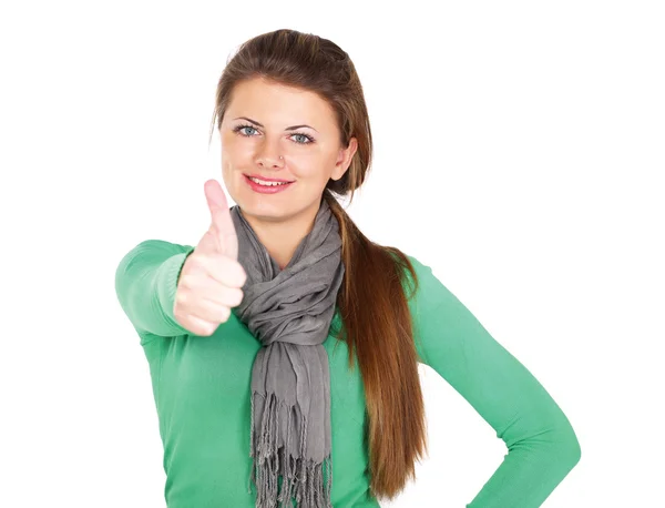 A young woman showing ok — Stock Photo, Image