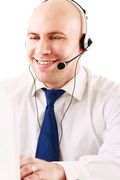 Ett call center anställd — Stockfoto