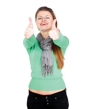 ok gösteren genç bir kadın